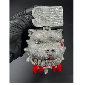 Colgante Personalizado de Bulldog de Diseño Exclusivo, Plata de Ley 925 con Moissanita VVS, Cadena Hip Hop con Incrustaciones, Joyería 3D de Dibujos Animados Unisex - Product Image 1