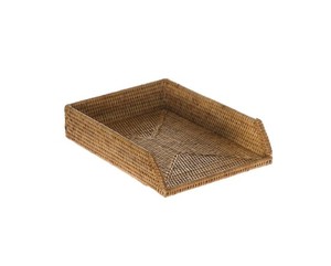 Plateau de tri en papier en rotin naturel, tressé à la main, organiseur de lettres de bureau, support de rangement décoratif pour documents, pour la maison et le bureau - Product Image 1