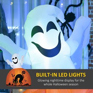 Fantasma Gonfiabile di Halloween da 1,5 m con Base a Zucca, Luci LED Esterne, Materiale PVC, Articolo Decorativo per Halloween - Product Image 5