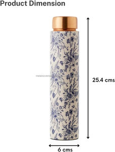 Classical White Copper Water <b>Bottle</b> Floral Printed Eco-Friendly Dishwasher Safe Luxury Drinkware Ayurvedic Health <b>Bottle</b> for - Product Image 5