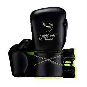 Guantes de Boxeo Negros de PU con Cierre de Cordones Verde Lima para Adultos, Equipo de Entrenamiento y Sparring - Product Image 4