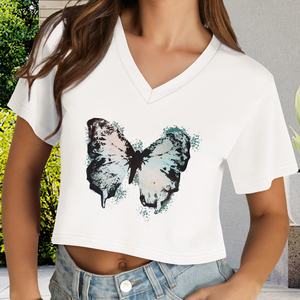 Camiseta Corta de Algodón Ligero para Mujer, Corte Holgado, Estilo Urbano, Tejido Resistente, Manga Corta, para Moda de Alta Gama - Product Image 3