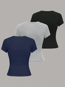 Camiseta de Mujer de Punto Transpirable y Ecológica de Alta Calidad, Color Sólido, con Logotipo Personalizado, de Secado Rápido - Product Image 3