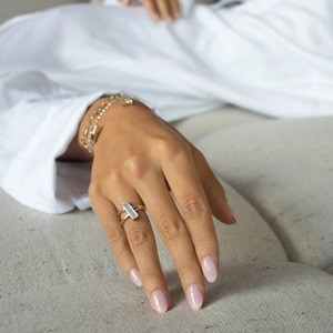 <b>Long</b> Baguette V 14K Solid Gold Pear Cut Diamond Engagement Wedding Anniversary Ring - Product Image 5