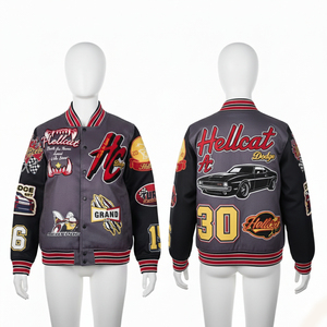 Veste universitaire personnalisée avec broderie et patchwork, col rabattu, style streetwear automne, matière de qualité supérieure, veste unisexe - Product Image 5