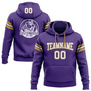Sweat-shirt à capuche de football personnalisé, nouveau design, violet, blanc et or vieilli, vente en gros directe pour l'industrie - Product Image 1