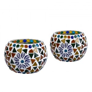 Top Seller Wholesale <b>Cheap</b> Custom Logo Art Mosaic Handmade Colorful Luxury Glass <b>Candle</b> Jar Votive <b>Candle</b> Holder - Product Image 2