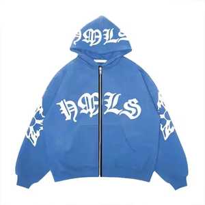 High Quality Polyester/Cotton 500gsm Heavyweight Autumn Hoodie Regular Fit Streetwear Embroidered Custom Logo Knitted Fabric - Product Image 2