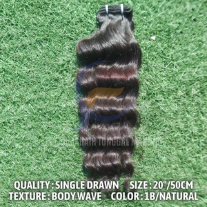 Bundles de cheveux Remy humains 100% indonésiens Vague de corps naturelle Super Double extrémités dessinées Extensions de trame douces et brillantes Couleur de cheveux naturelle - Product Image 3