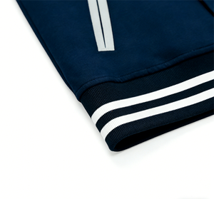 Veste universitaire bleu marine pour homme, manches blanches, col rabattu, fermeture boutonnée, style preppy, coupe classique, automne - Product Image 4