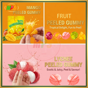 Vente en gros OEM à guichet unique, bonbons 3D en vrac, prix direct |   Bonbons gélifiés assortis à la peau de raisin/pêche/litchi pour les distributeurs - Product Image 2