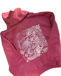 Sudadera con Capucha Oversize Estampada Sunshine, de Felpa, Casual, Unisex, Color Granate, con Bolsillos, para Otoño - Product Image 3