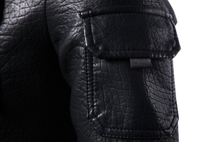 Fashionable Custom Design Men Leather <b>Jacket</b> with Stand Collar <b>Canvas</b> Fabric High Quality Winter <b>Jacket</b> for Men and Bikers - Product Image 2