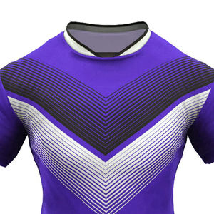 Uniforme de Fútbol Morado para Hombre, Jersey de Manga Corta con Cuello Redondo, Estampado Geométrico, Poliéster que Absorbe la Humedad, Ajuste Atlético para Todas las Temporadas - Product Image 3