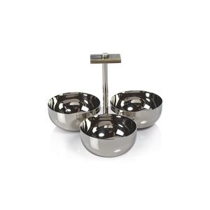 Bol à condiments moderne en métal à 3 compartiments avec anse centrale, idéal pour la décoration de maison de luxe, les bars d'hôtel et les collations - Product Image 5