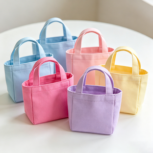 Custom Factory Supply Color Cute Mini Canvas <b>Bag</b> Bulk Accessory Storage Retail Boutique Kids Party Gift Handheld Small <b>Cloth</b> <b>Bag</b> - Product Image 1