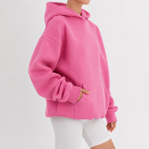 Sudadera con Capucha Oversize para Mujer 2026, Color Sólido, Forro Polar de Algodón, Manga Larga, Estilo Casual de Otoño, con Bolsillos - Product Image 3