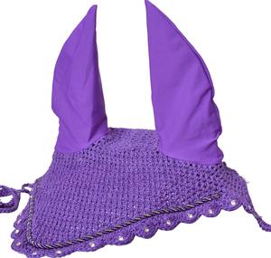 Luxury Soft Cotton Horse Ear Hood Custom Horse Ear Bonnet Breathable <b>Fly</b> Veil Equestrian Riding Equipment Wholesale OEM - Product Image 5