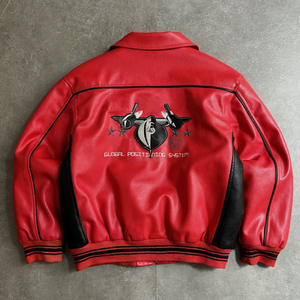 เสื้อแจ็คเก็ตบอมเบอร์ PU สีแดงสำหรับผู้ชาย แบบลำลอง ปกคอพับ ปิดด้วยซิป ดีไซน์ลายปะ เหมาะสำหรับใส่ในฤดูใบไม้ร่วง - Product Image 6