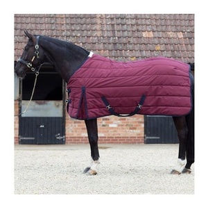 Manta Náutica a Rayas para Caballo con Gran Solapa para la Cola, 2 Correas para las Patas, Forro Polar de Poliéster, Uso Exterior en Invierno - Product Image 2