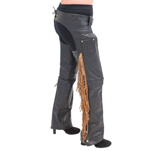 Chaps en cuir véritable pour femmes, style western, taille mi-haute, coupe régulière, franges, fermeture à boucle, équitation, BAND BROTHERS, haute qualité - Product Image 5