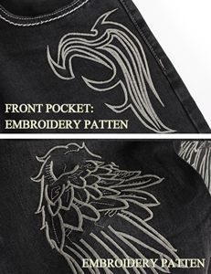 Pantalones vaqueros holgados vintage personalizados con bordado para hombre, de pierna ancha, estilo streetwear, denim, gótico, hip hop, de corte holgado y oversize - Product Image 4