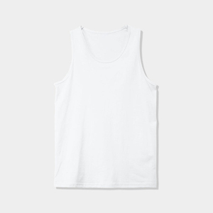 <b>Men's</b> <b>White</b> Sleeveless Tank Top O-Neck Knitted Casual <b>Vest</b> 100% Cotton Solid Color Plain Dyed Style - Product Image 1