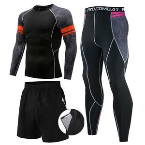 Haute qualité hommes Fitness sport Gym chemise et Leggings de Compression ensemble Rash Guard grande taille Jersey tissu - Product Image 3