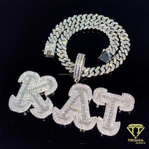 Colgante de Lujo Personalizado con Letra de Diamante Cultivado en Laboratorio y Diseño de Alfabeto con Incrustaciones de Diamantes, Joyería Hip Hop al por Mayor - Product Image 2
