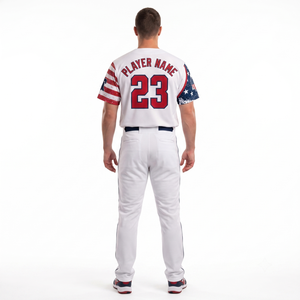 Camiseta de Béisbol Sublimada Personalizada 100% Poliéster, Uniforme Patriótico con Botones Completos, Absorbente de Humedad, para Deportes de Equipo Masculinos, Talla 6XL, OEM - Product Image 2