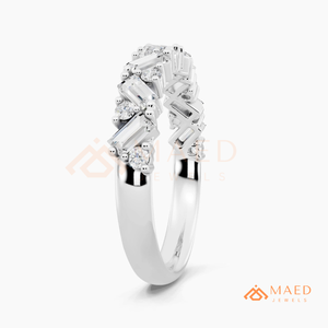 925 Sterling <b>Silver</b> Baguette Moissanite <b>Ring</b> Lab Grown Diamond <b>Eternity</b> Wedding Band Fine Jewelry for Women - Product Image 6