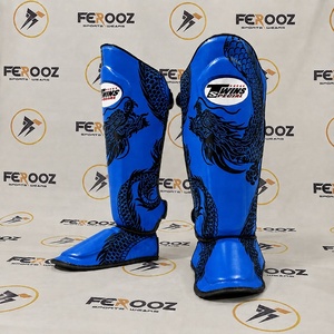 Protectores de Espinilleras de Cuero Vacuno Personalizados con Diseño de Dragón Verde, Equipo de Protección de PU para Artes Marciales, Unisex para Adultos, Venta al Por Mayor - Product Image 2