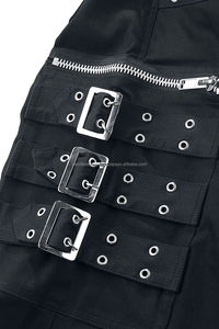 Pantalones Cortos Cargo Negros para Hombre, Cintura Media, Cierre de Cremallera, con Múltiples Bolsillos, Estilo Motero, Tejido 100% Algodón - Product Image 4