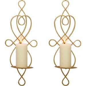 Set Of 2 Black Iron <b>Wall</b> Sconces Circular Metal <b>Wall</b> Mounted Hanging <b>Candle</b> <b>Holders</b> For Home Decor Living Room Wedding Ornament - Product Image 2