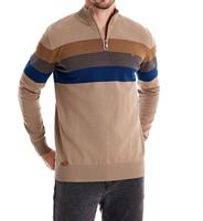 2025 nouveau pull pour hommes de haute qualité pull anti-rétrécissement respirant Patchwork conception col montant colorblock coupe ajustée