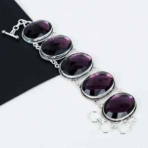 Amethyst Gemstone Handmade 925 Sterling Silver <b>Charm</b> Bracelet Luxury Jewelry Stamped GIA Certified 100% Natural Color Gift for - Product Image 5