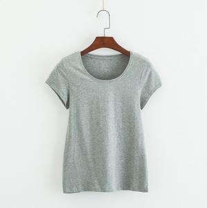 Camiseta de Algodón Lisa para Mujer - Cuello Redondo, Manga Corta, Informal, Básica, Suave, Transpirable, para Uso Diario, con Logotipo Personalizado OEM - Product Image 1