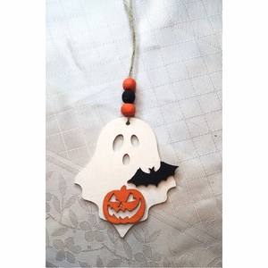 Adornos de madera sin terminar para Halloween, recortes DIY de calabaza, fantasma, murciélago y bruja, cortados con láser, decoración colgante espeluznante - Product Image 6
