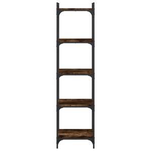 Bibliothèque à pieds réglables en bois d'ingénierie chêne fumé avec finition métallique, taille moyenne - Product Image 4