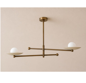 Sculptural Brass Chandelier Black Disc Opal Globe <b>Light</b> <b>Modern</b> Dining Room <b>Ceiling</b> Fixture Decorative Interior Lighting - Product Image 4