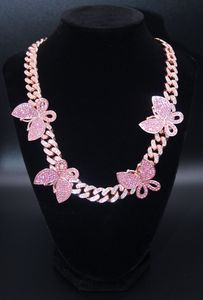 Rose Gold Plated Butterfly Crystal <b>Statement</b> <b>Necklace</b> Women's Luxury Link Chain Party Jewelry - Product Image 1