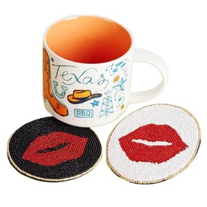 <b>CRYSTAL</b> CRAFTDesign Handmade Glass Beads Embroidery Coasters Round Eco-Friendly Reusable Table <b>Top</b> Wholesale Round Shaped - Product Image 5