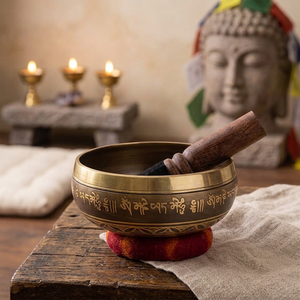 12 cm <b>Tibetan</b> Om Mani Padme Hum Mantra Brass Gold-Plated <b>Singing</b> <b>Bowl</b> Custom Logo Lotus Carved Sound Bath Therapy Meditation - Product Image 5