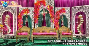 ฉากเวทีงานแต่งงานแบบอาหรับ ตัดด้วยเลเซอร์ สีขาว ฉากหลังงานแต่งงานสุดหรู ตัดด้วยเลเซอร์ ฉากงานเลี้ยงฉลองสมรสทันสมัย สหรัฐอเมริกา - Product Image 4