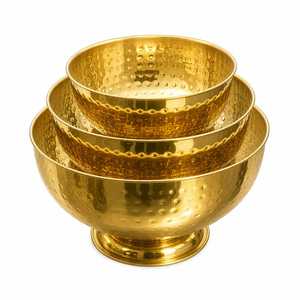Bol de service sur pied en acier inoxydable doré festonné, moderne, léger (0,4 kg), MH000069, pour desserts, poli, compatible lave-vaisselle, idéal pour les fêtes - Product Image 1
