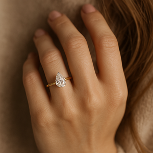 Anillos de boda de oro amarillo de 14K, piedras preciosas de corte de pera a la moda originales, moissanita D Color 1ct, conjunto de fiesta de compromiso súper blanco IGI - Product Image 4