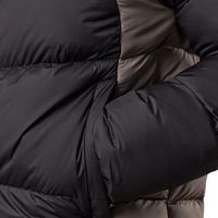 Blouson matelassé homme noir et gris pierre, col montant fin, broderie frontale, à capuche, entièrement zippé, coupe-vent, pour l'hiver