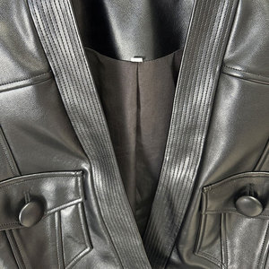 Wholesale Fashion Casual Ladies Coat Customized Faux <b>Leather</b> <b>Long</b> Sleeve Belted Detail Blazer <b>Jacket</b> for Women - Product Image 5