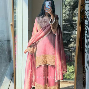 Indian Ethnic Stitched Georgette Heavy Embroidery <b>Kurta</b>/Kurti Suit for <b>Women</b> Wedding Diwali Occasion - Product Image 5