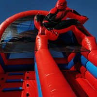 Château gonflable commercial Moonwalk pour enfants, toboggan aquatique Spiderman, toboggan aquatique Spiderman avec piscine
